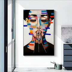 Belle-Modern Abstract Woman Face Art – Vibrant Color Blocks Wall Painting