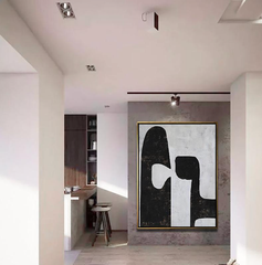 Contrast – Modern Abstract Black and White Oil Painting for Living Room