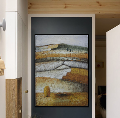 Country Life: Textured Earthy Tones Abstract Landscape Art – Modern Decor for Contemporary Homes