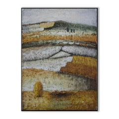 Country Life: Textured Earthy Tones Abstract Landscape Art – Modern Decor for Contemporary Homes