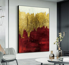 Goldtouch / Red – Luxurious Textured Abstract Painting for Modern Interiors