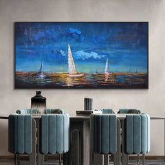 Midnight Companionship – Seascape Oil Painting