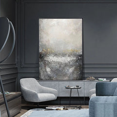 Mineral – Minimalist Abstract Textured Neutral Gray & Subtle Gold Accents, Serene Wall Art