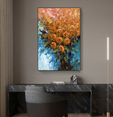 Orange Roses – Textured Floral Oil Painting