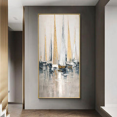 Sailor – Hand-Painted Modern Sailboat Oil Painting – & Nautical Wall Art