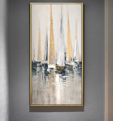 Sailor – Hand-Painted Modern Sailboat Oil Painting – & Nautical Wall Art