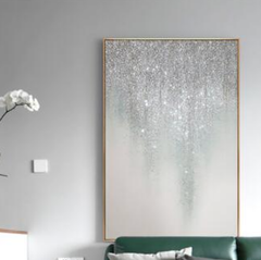 Shimmer-White – Elegant Textured White & Silver Abstract Oil Painting