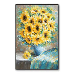 Sunflowers in Vase – Textured Floral Oil Painting