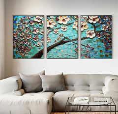 Turquoise Bloom – Textured Floral Oil Painting