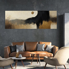 Moonlit Distant Hills – Minimalist Abstract Landscape Oil Painting for Modern Decor