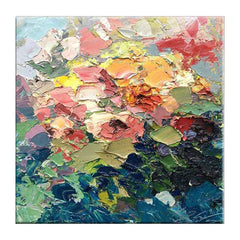 Bouquet of Flowers – Colorful Abstract Floral Oil Painting on Textured Canvas
