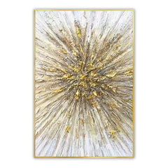 Golden Burst – Vertical Abstract Textured Canvas Painting for Modern Interiors