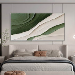 Serene Layers – Textured Green & White Oil Painting – Modern Wall Art