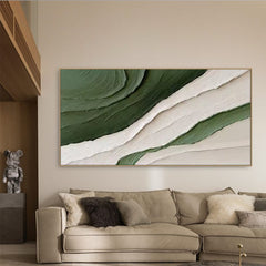 Serene Layers – Textured Green & White Oil Painting – Modern Wall Art