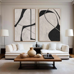 Monochrome Harmony – Original Minimalist Wabi-Sabi Abstract Oil Painting for Modern Decor