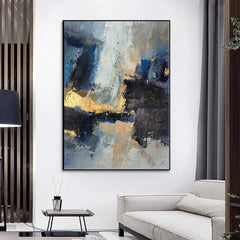 Starlit Expanse – Hand-Painted Vertical Abstract Oil Painting on Canvas for Modern Interiors