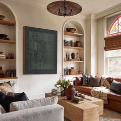 Obsidian Grid – Wabi-Sabi Textured Wall Art