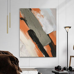 Striking Earthy – Large Textured Abstract Vertical Canvas Wall Art: Orange