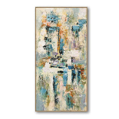 Venice-Textured Abstract Cityscape Painting – Vertical Canvas Art for Modern Interiors