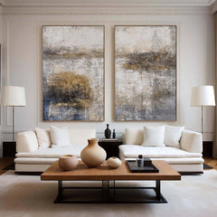 Wabi-Sabi Textured Dual Canvas Art – Neutral Landscape Painting