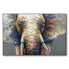 Mother Elephant-Colorful Abstract Elephant Oil Painting – Textured Wildlife Wall Art
