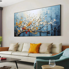 Branch of Radiance-Abstract Floral Painting – Textured Botanical Wall Art for Living Room