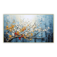 Branch of Radiance-Abstract Floral Painting – Textured Botanical Wall Art for Living Room