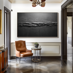 Horizon Edge – Large Black Abstract Textured 3D Wall Art