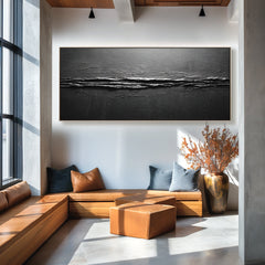 Horizon Edge – Large Black Abstract Textured 3D Wall Art