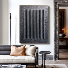 Linear Balance – Large Black Textured Abstract 3D Wall Art
