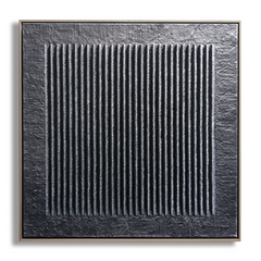 Linear Balance – Large Black Textured Abstract 3D Wall Art