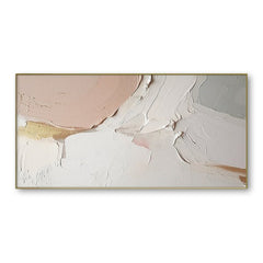 Blushing Horizon – Large Horizontal Abstract Textured Oil Painting for Living Room