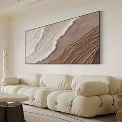 Driftwood Serenity – Neutral Coastal Minimalist Abstract Oil Painting for Modern Interiors