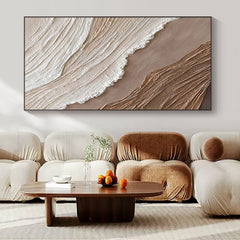 Driftwood Serenity – Neutral Coastal Minimalist Abstract Oil Painting for Modern Interiors