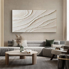 Serene Sand Waves – Minimalist Textured Abstract Canvas Painting for neutral modern decor