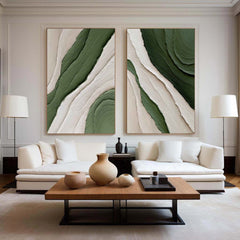 Verdant Waves Duo – Minimalist Abstract Canvas painting for Modern Decor(2 Pieces)
