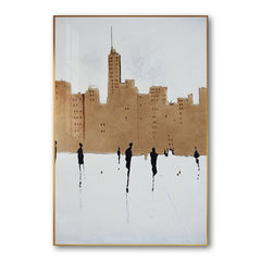 Golden Silhouettes Abstract Figure Canvas Wall Art – Vertical