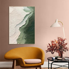 3D Ocean Wave Green Texture Oil Painting