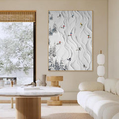 Skiing Sport – Dynamic Abstract Painting of Winter Sports for Modern Interiors