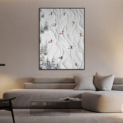 Skiing Sport – Dynamic Abstract Painting of Winter Sports for Modern Interiors