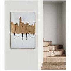 Golden Silhouettes Abstract Figure Canvas Wall Art – Vertical