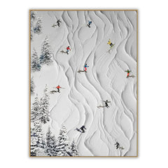 Skiing Sport – Dynamic Abstract Painting of Winter Sports for Modern Interiors