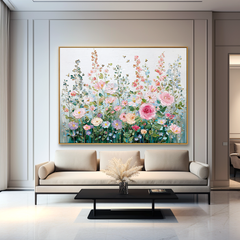 Floral Symphony – Pastel Bloom Textured Oil Painting