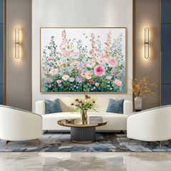 Floral Symphony – Pastel Bloom Textured Oil Painting