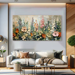Garden Symphony – Textured Floral Modern Oil Painting, Blooming Flowers Wall Art