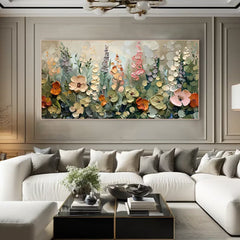 Garden Symphony – Textured Floral Modern Oil Painting, Blooming Flowers Wall Art