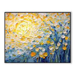 Sunlit Whispers-Impressionist Flower Oil Painting with Vibrant Yellow – Textured Floral Wall Art