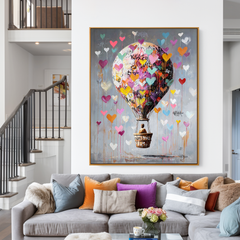 Hearts in the Sky – A Dreamy Hot Air Balloon Painting