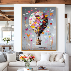 Hearts in the Sky – A Dreamy Hot Air Balloon Painting