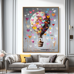 Hearts in the Sky – A Dreamy Hot Air Balloon Painting